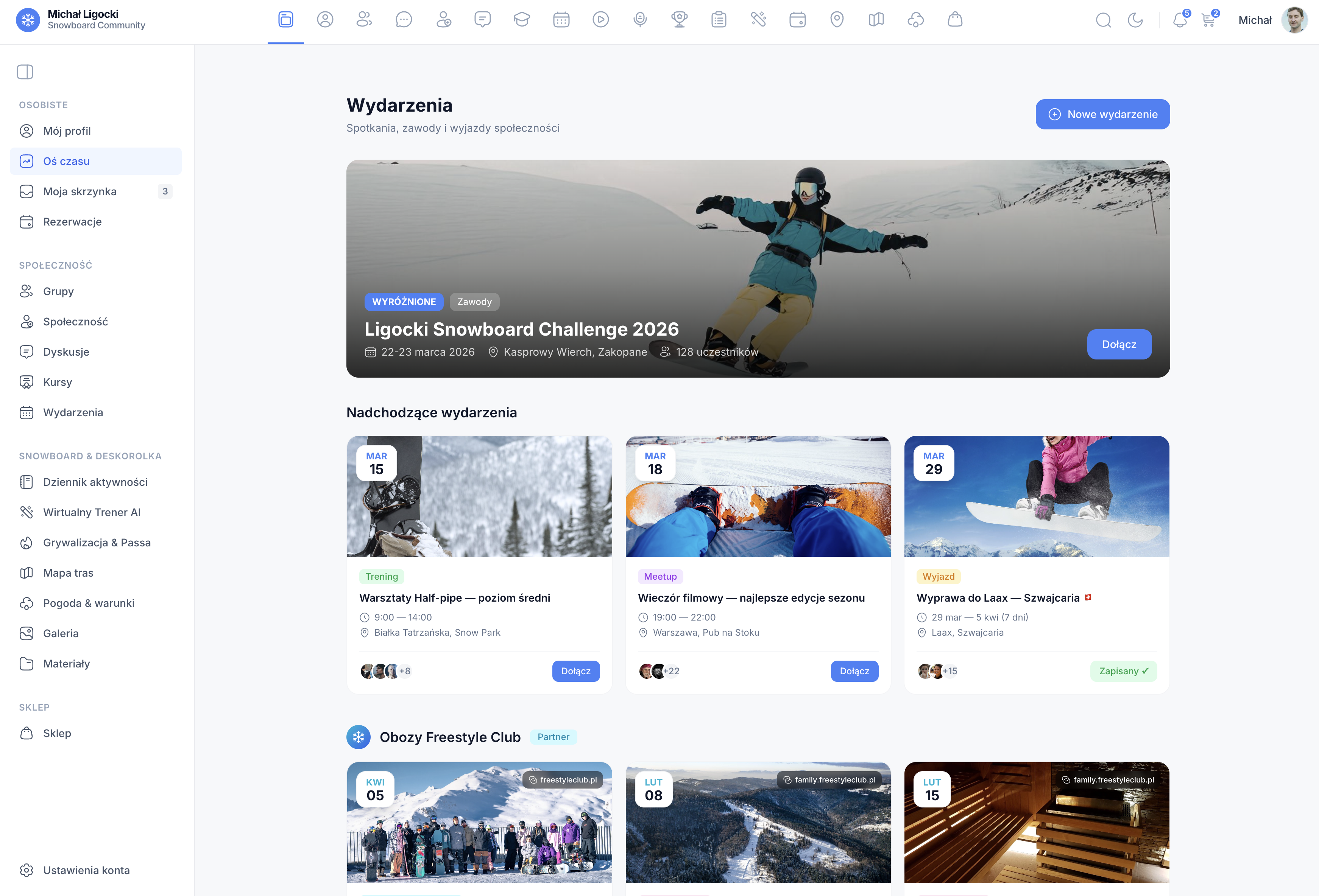 Platforma społecznościowa — wydarzenia